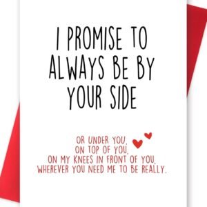 Huameigf Funny Valentines Day Card With Envelope, Naughty Anniversary Birthday Card for Boyfriend Husband Fiance Girlfriend Wife Fiancee, I Promise to Always Be by Your Side