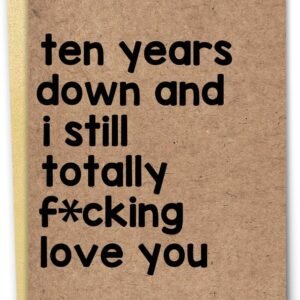 Huameigf 10th Anniversary Card for Husband and Wife, Retro Style, 8 x 5.3 in, Gold Envelope