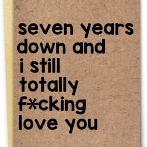 Romantic 7th Anniversary for Him Her, Cute Seven Years Anniversary Card for Husband Wife, Funny 7 Valentines Day Wedding Card, Special 7 Years Anniversary Card Gift for Parents…