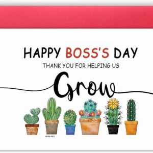 Huameigf Happy Boss’s Day Card, Cute Card Gifts for Boss Lady, Thank You Card from Employee, Funny Boss Day Card Gifts for Men or Women, Thank You for Helping Us Grow