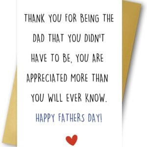 Simple Step Fathers Day Card Gift for Dad, Funny Stepdad Gifts from Stepdaughter Stepson, Humorous Card for Stepfather, Thank You Appreciation Cards for Step Dad