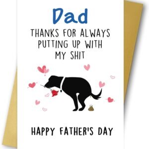 Huameigf Happy Dog Fathers Day Card Gift from Dog, Cute Dog Dad Father’s Day Card from Son Daughter, Best Dog Dad, Dog Dad Gifts for Men, First Fathers Day Card