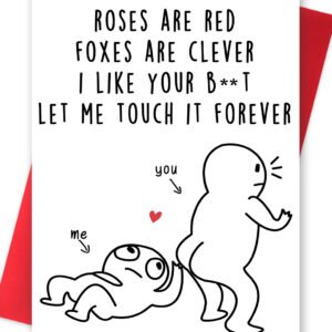 Huameigf Romantic Valentines Day Card for Wife Husband, Naughty Valentine's Day Gifts Ideas for BF GF, Cute Anniversary Birthday Card for Women Men, Rude Touch Your Butt Card